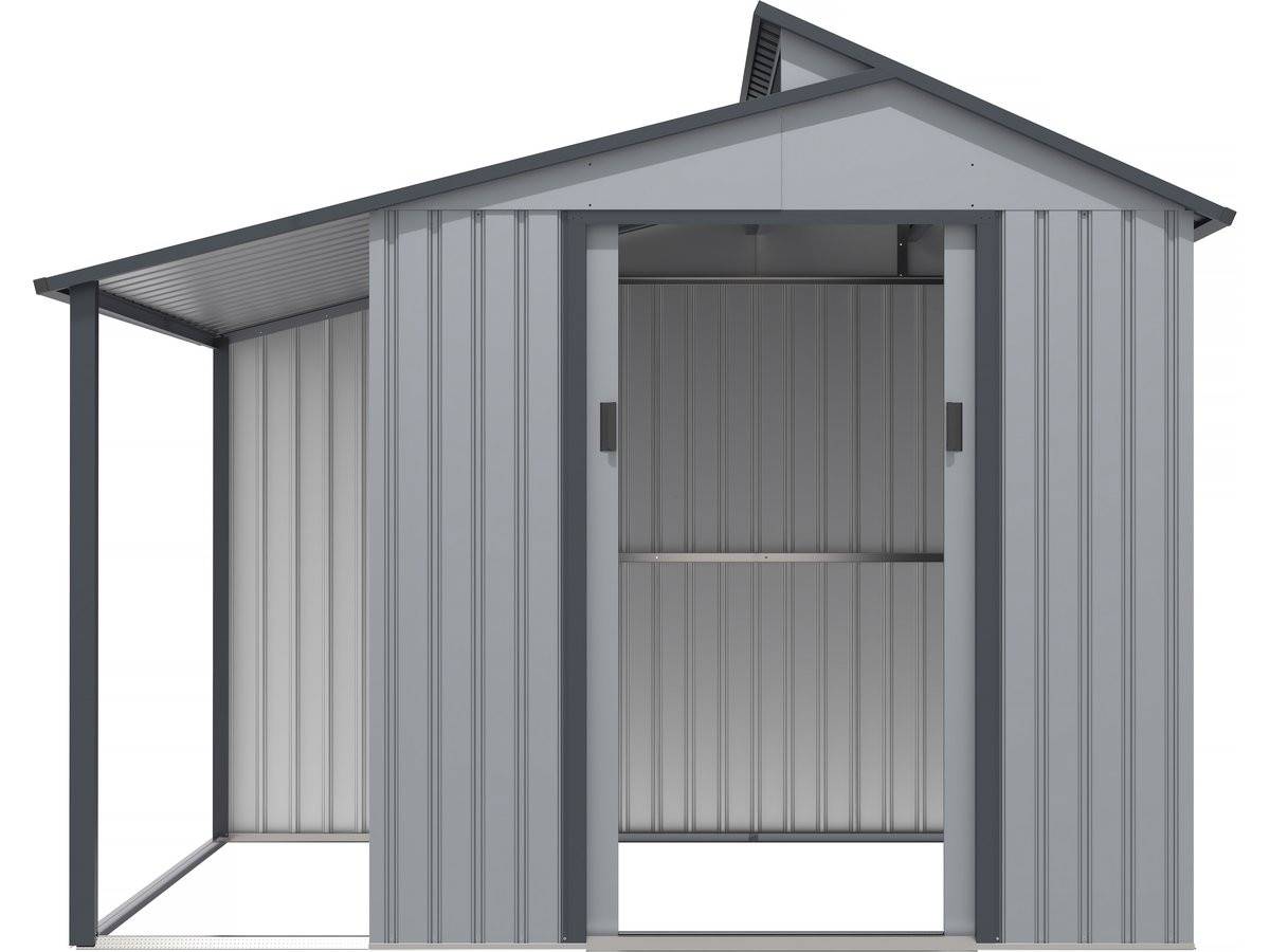 Abri De Jardin Métal Avec Pergola "madras" - 5.64 M² - 193 X 292 X 229 Cm - Gris -habitat Et Jardin - Image 4