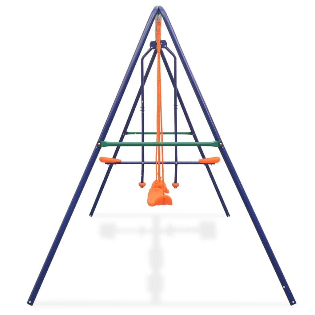 Helloshop26 - Ensemble de balançoires 324 x 155 x 182 cm avec 4 sièges orange - Image 3