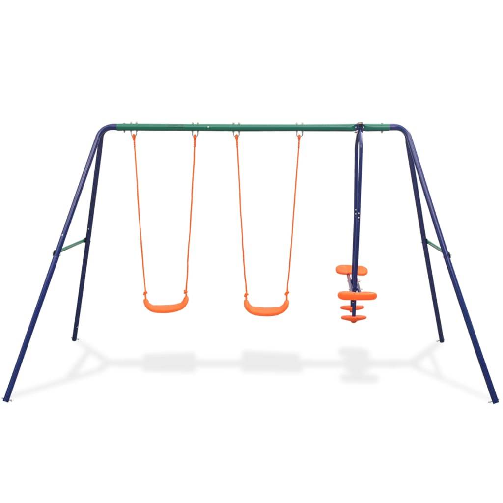 Helloshop26 - Ensemble de balançoires 324 x 155 x 182 cm avec 4 sièges orange - Image 2