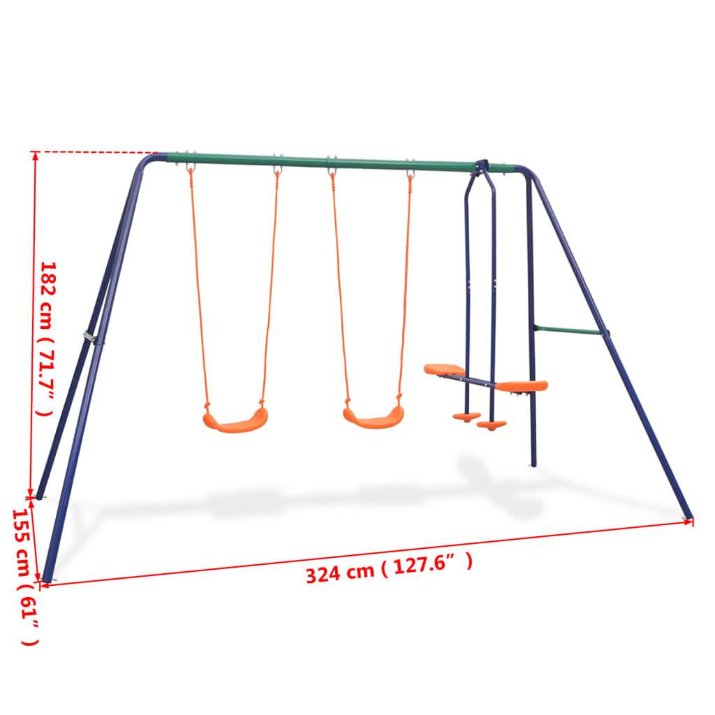 Helloshop26 - Ensemble de balançoires 324 x 155 x 182 cm avec 4 sièges orange - Image 8