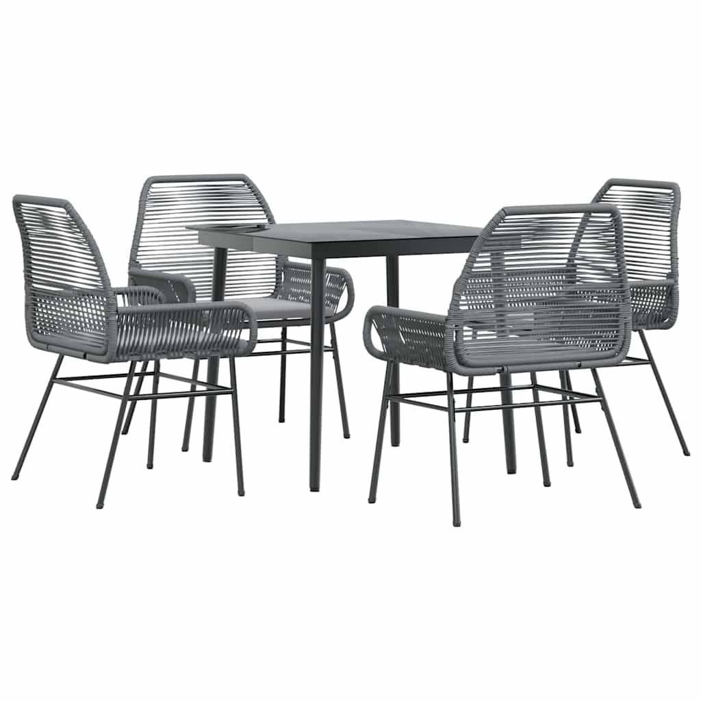 Vidaxl - Ensemble à manger jardin coussins 5 pcs gris poly rotin verre vidaXL 3334479 - Image 2