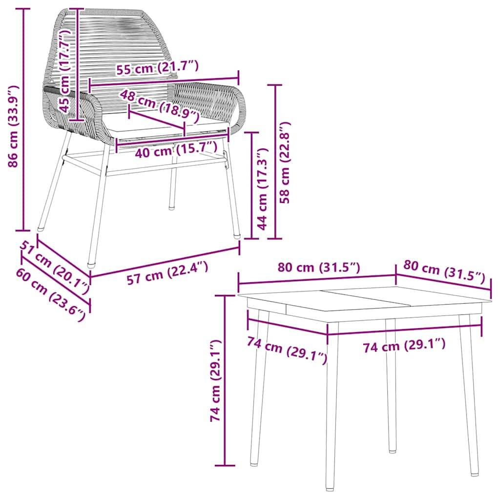Vidaxl - Ensemble à manger jardin coussins 5 pcs gris poly rotin verre vidaXL 3334479 - Image 3