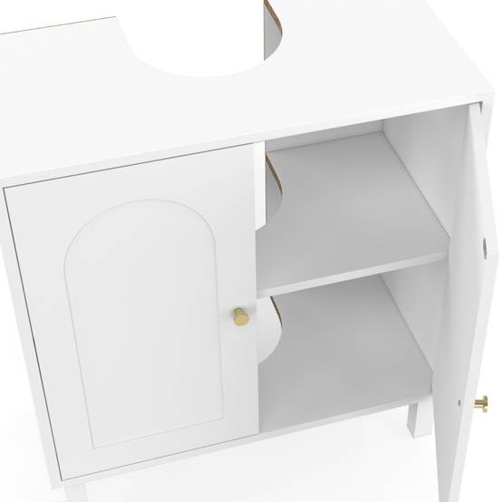 IDMARKET - Meuble sous lavabo salle de bain ARSENE design arche bois blanc - Image 6