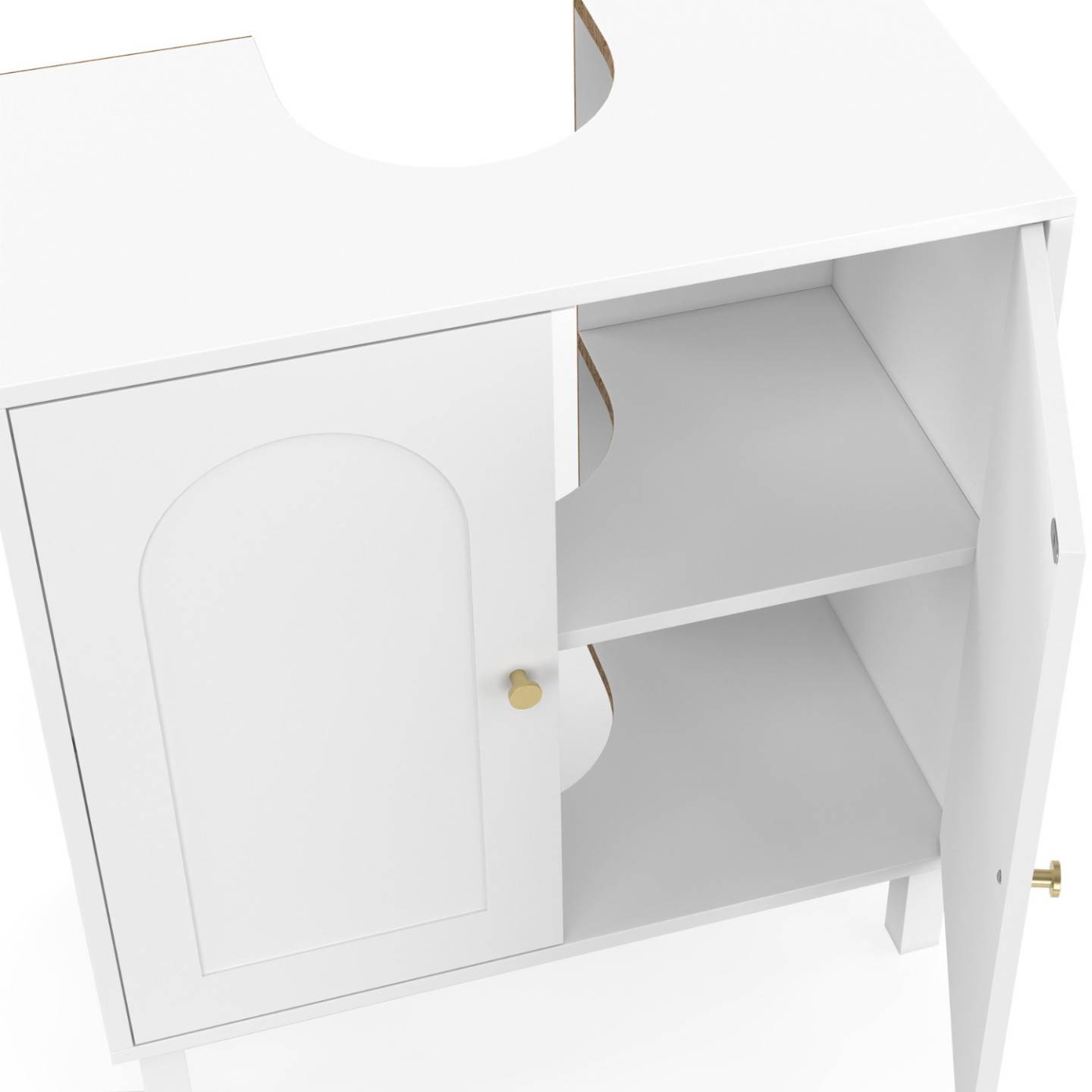 IDMARKET - Meuble sous lavabo salle de bain ARSENE design arche bois blanc - Image 6