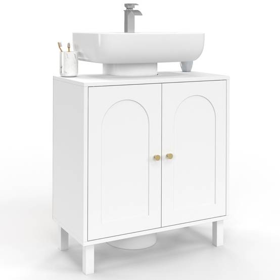 IDMARKET - Meuble sous lavabo salle de bain ARSENE design arche bois blanc - Image 2