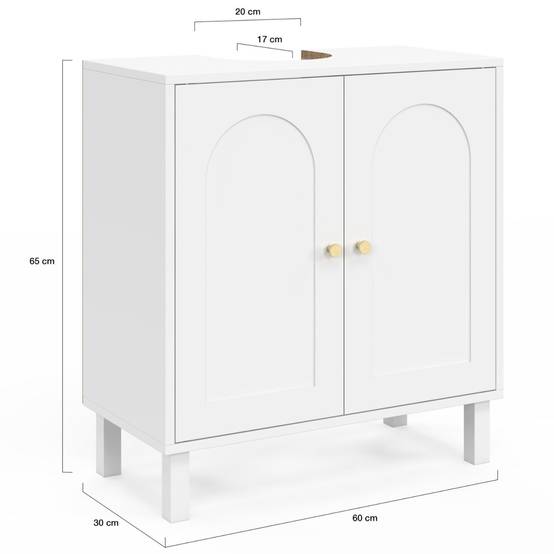 IDMARKET - Meuble sous lavabo salle de bain ARSENE design arche bois blanc - Image 5