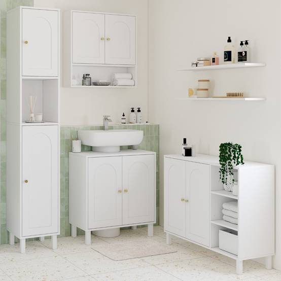 IDMARKET - Meuble sous lavabo salle de bain ARSENE design arche bois blanc - Image 7