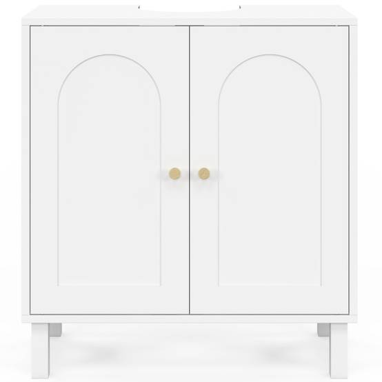IDMARKET - Meuble sous lavabo salle de bain ARSENE design arche bois blanc - Image 3