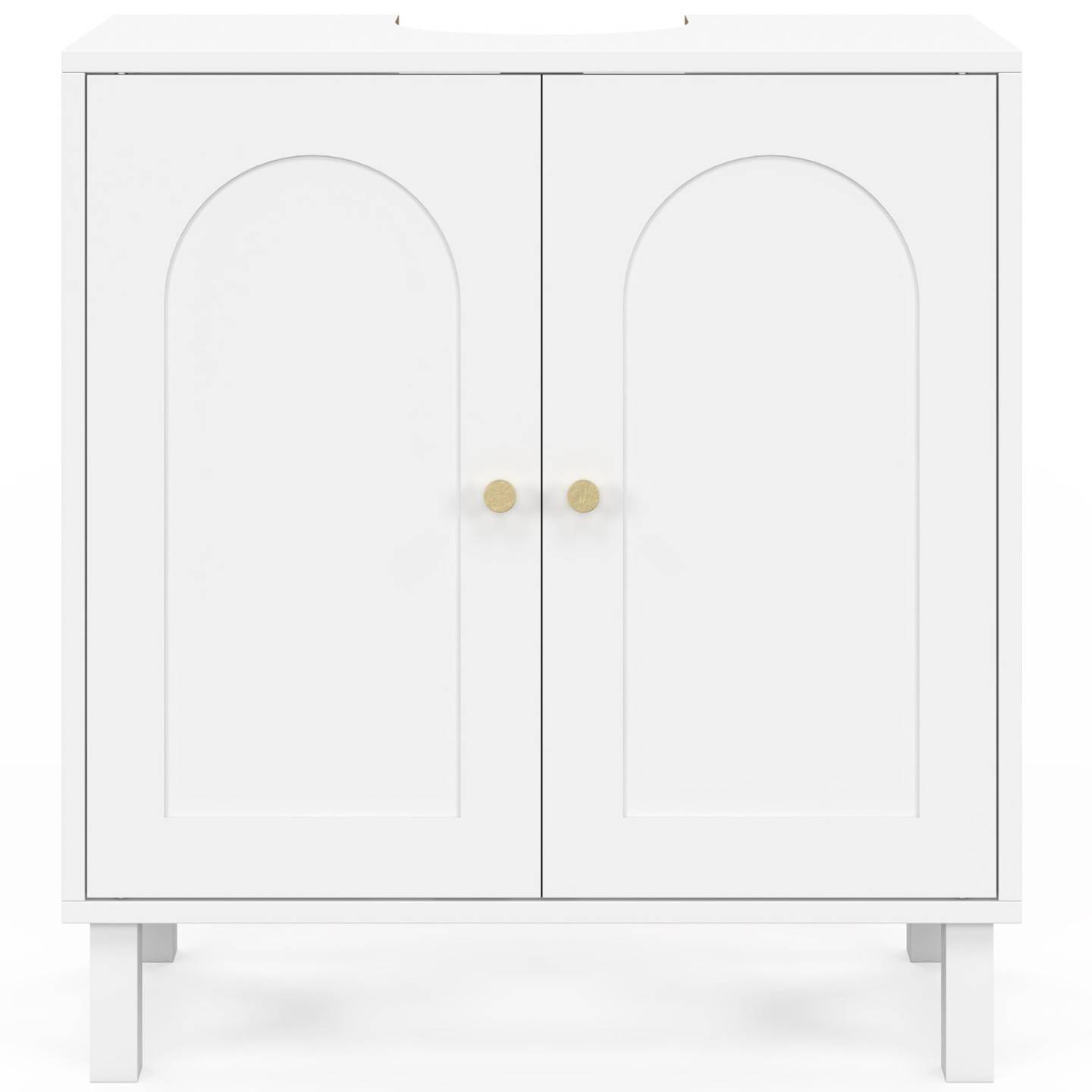 IDMARKET - Meuble sous lavabo salle de bain ARSENE design arche bois blanc - Image 3