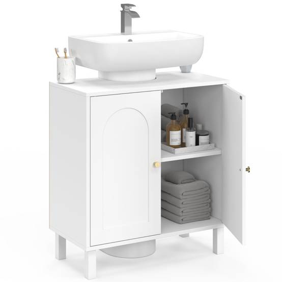 IDMARKET - Meuble sous lavabo salle de bain ARSENE design arche bois blanc - Image 4