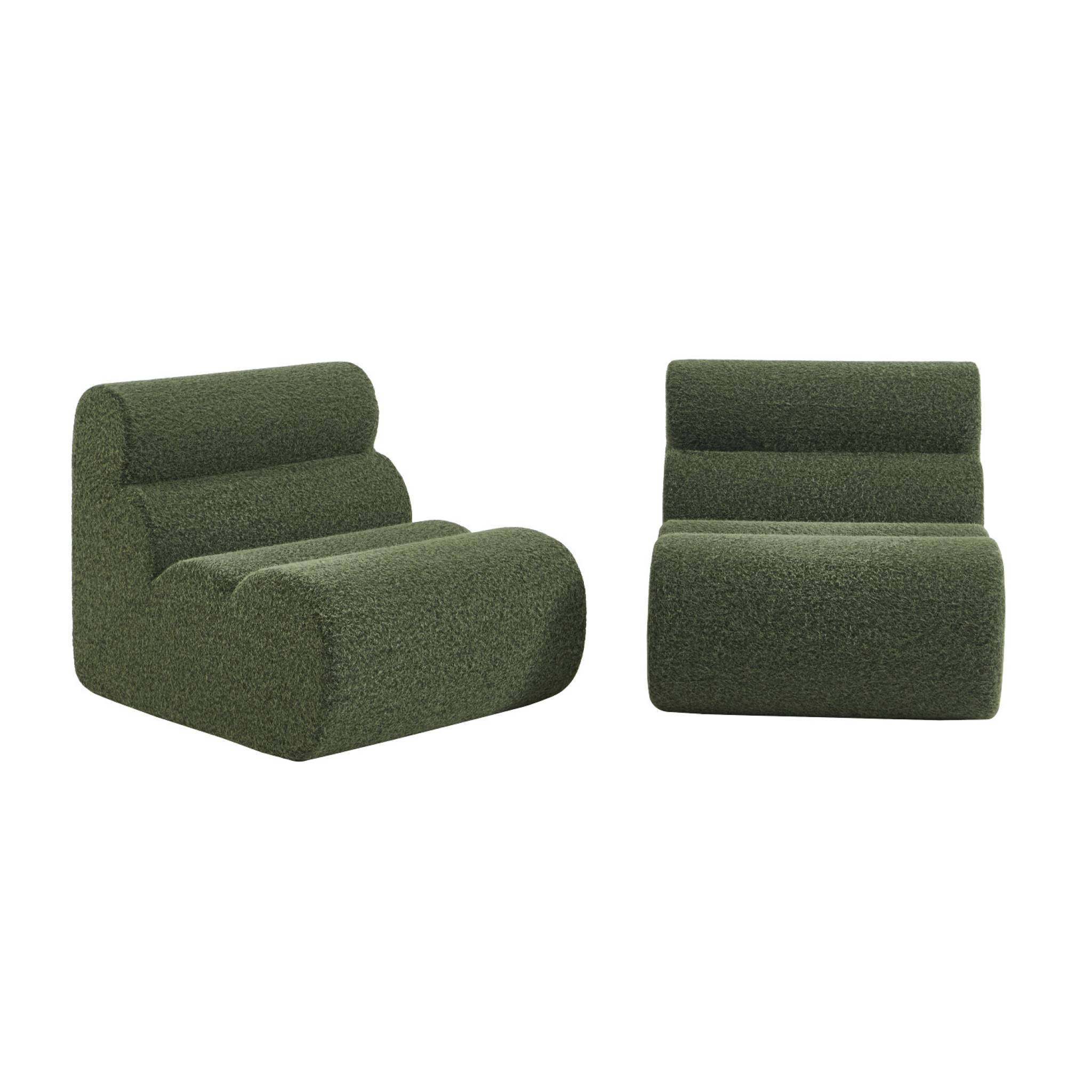 sweeek - Lot de 2 chauffeuses compressées tissu effet alpaca kaki 1 place - L 81 x P 99 x H 75cm - Nova | sweeek - Image 2