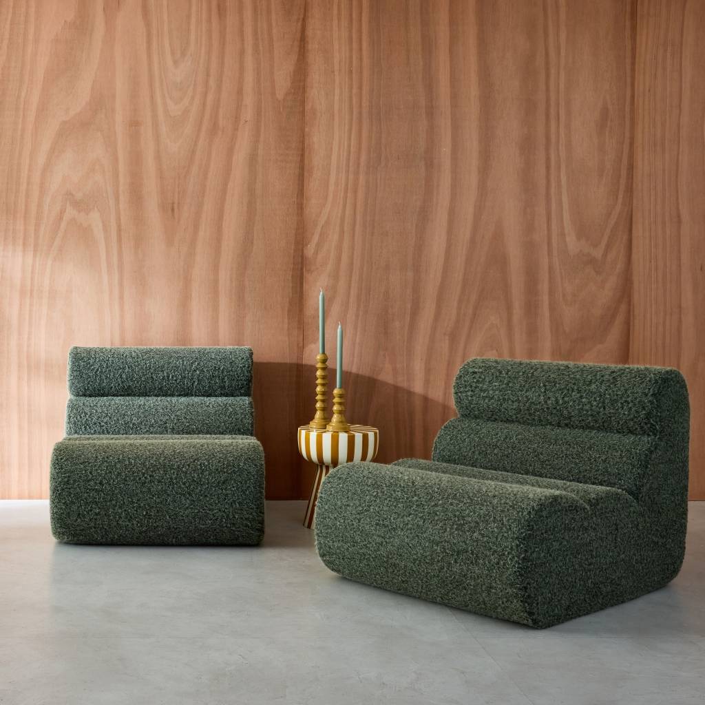 sweeek - Lot de 2 chauffeuses compressées tissu effet alpaca kaki 1 place - L 81 x P 99 x H 75cm - Nova | sweeek - Image 1