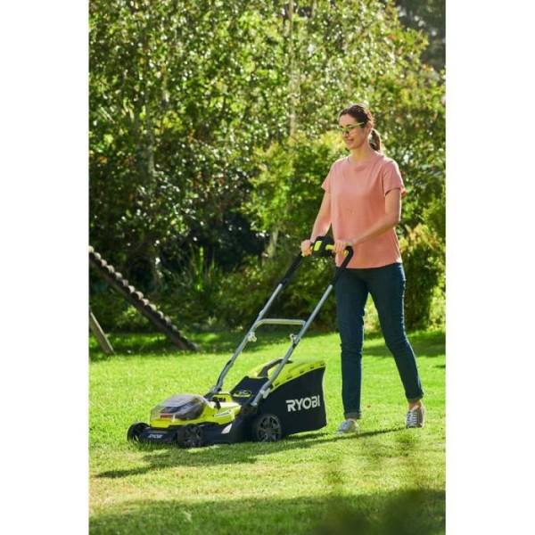 Ryobi - Tondeuse a Gazon RYOBI -   poussée HYBRIDE 36V (alimentation par 2 batteries ONE+™) - coupe 37 cm + 2 batteries 5 Ah & charg. - RY18LMH - Image 4
