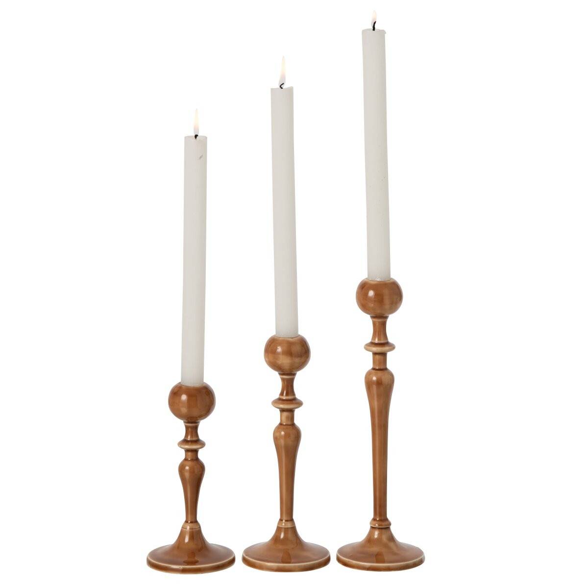 J-Line - Lot de 3 Chandeliers en Métal "Eno" 27cm Ocre - Image 2