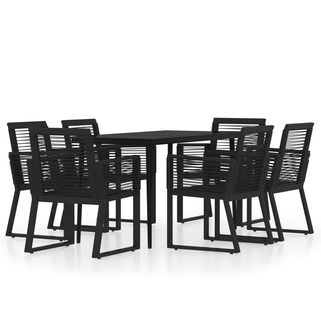 Ensemble Repas 6P 140cm Rotin PVC et Acier pour Jardin Noir – ComfortXL Outdoor Living - Image 2