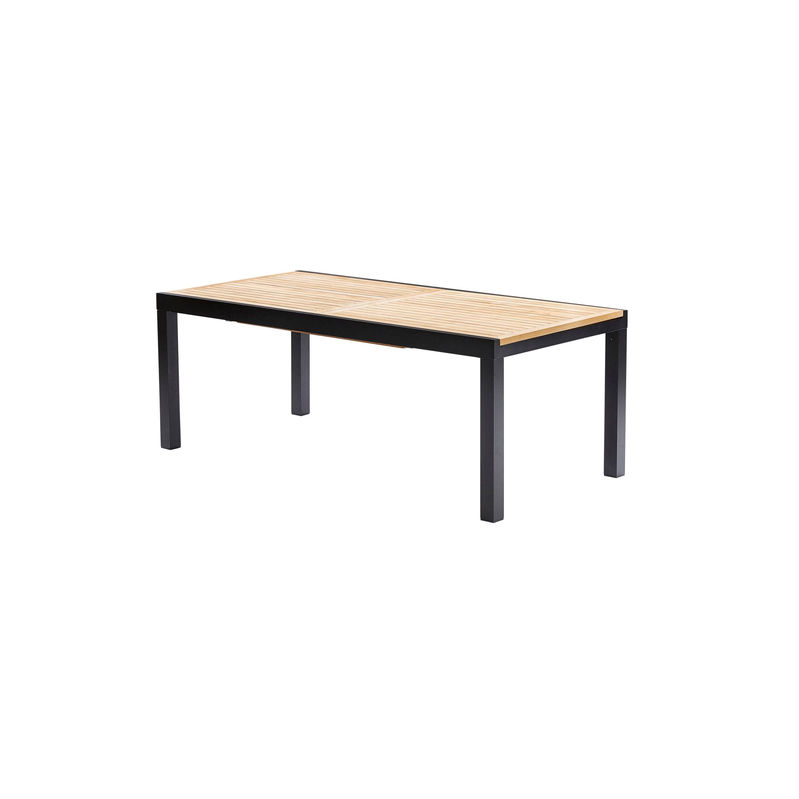 Wilsa Garden - Table BALIteck 8/12 personnes structure aluminium noire, plateau en lame de Teck - Image 1