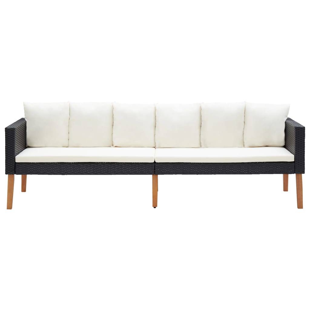 Helloshop26 - Salon de jardin meuble d'extérieur ensemble de mobilier 2 pièces avec coussins résine tressée noir - Image 6