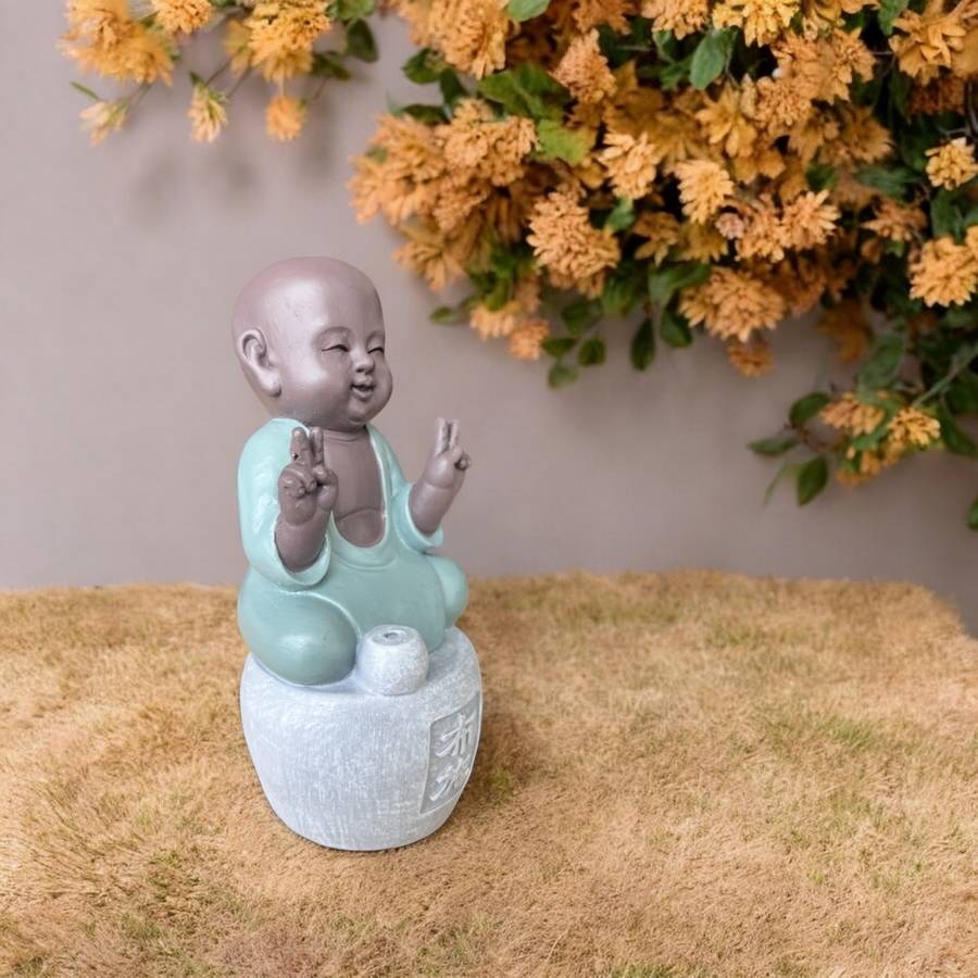 Zen Light - Statue Bonze Porte-Encens Dana - Bouddha Méditation-Ambiance Zen et Relaxante-Fabrication Artisanale FengShui-H14cm–Zen'Light - Image 9