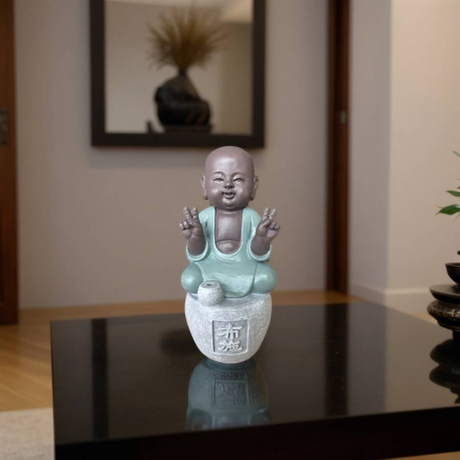 Zen Light - Statue Bonze Porte-Encens Dana - Bouddha Méditation-Ambiance Zen et Relaxante-Fabrication Artisanale FengShui-H14cm–Zen'Light - Image 8