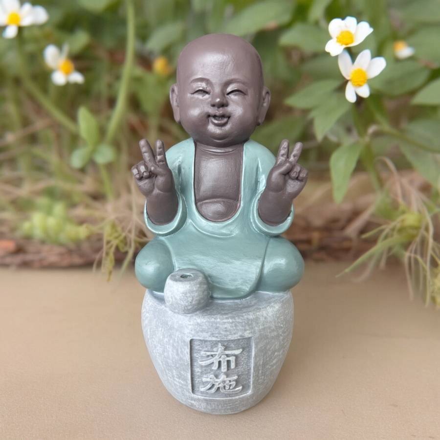 Zen Light - Statue Bonze Porte-Encens Dana - Bouddha Méditation-Ambiance Zen et Relaxante-Fabrication Artisanale FengShui-H14cm–Zen'Light