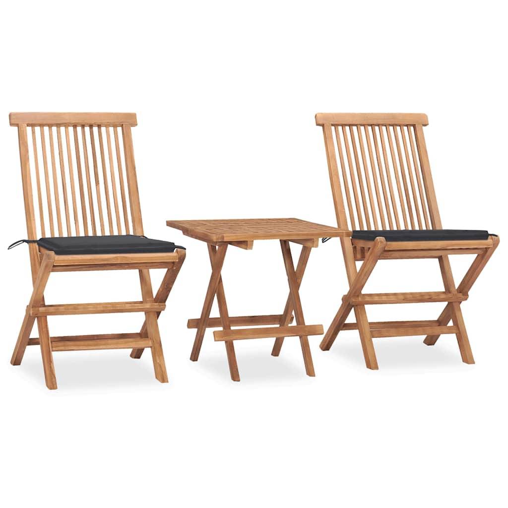 Vidaxl - Ensemble à manger d'extérieur pliable avec coussin 3 pcs-Salons de jardin Teck 759584