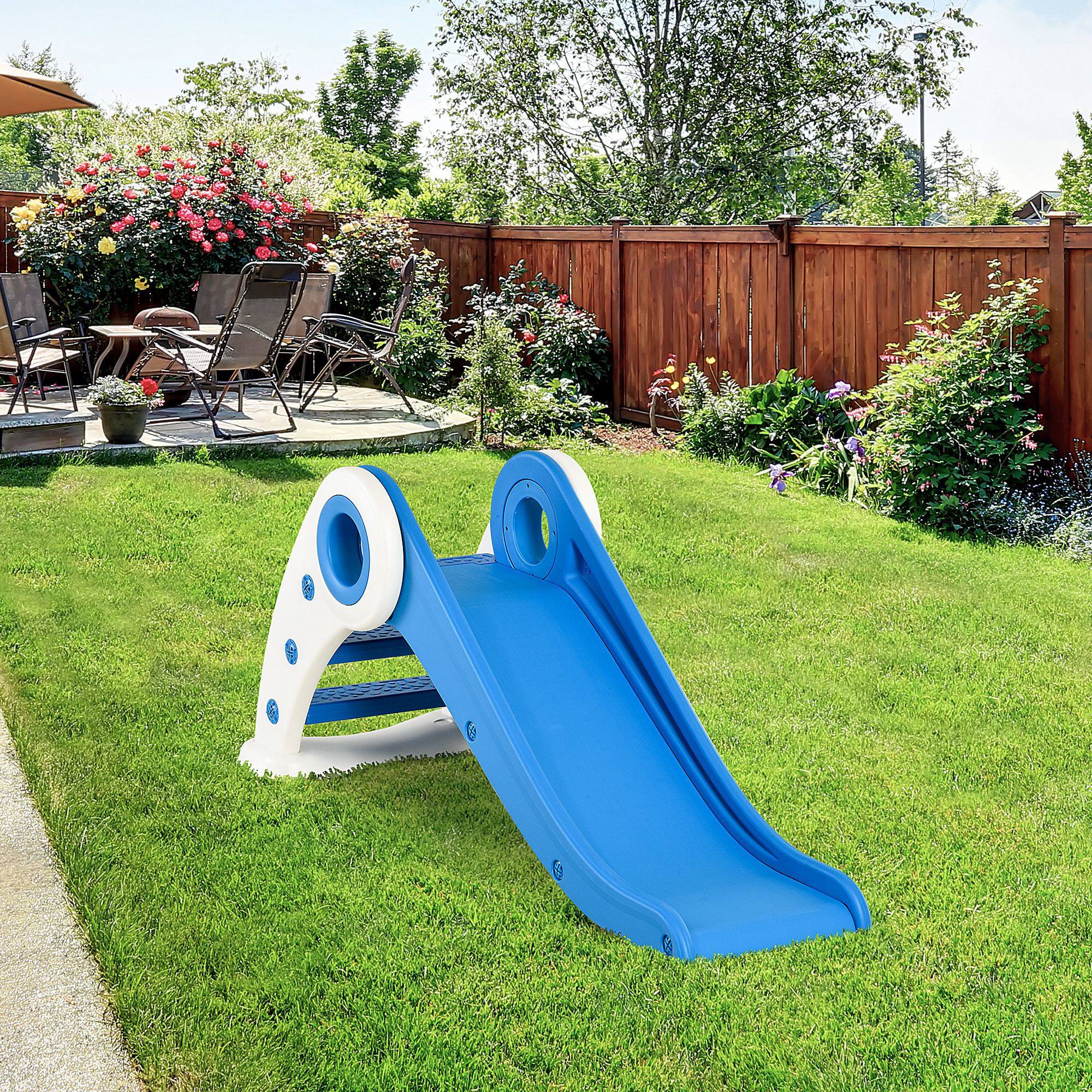 Toboggan Enfant Pliable 3 à 6 Ans Usage intérieur extérieur dim. 120L x 50l x 56H cm HDPE Bleu - Image 4