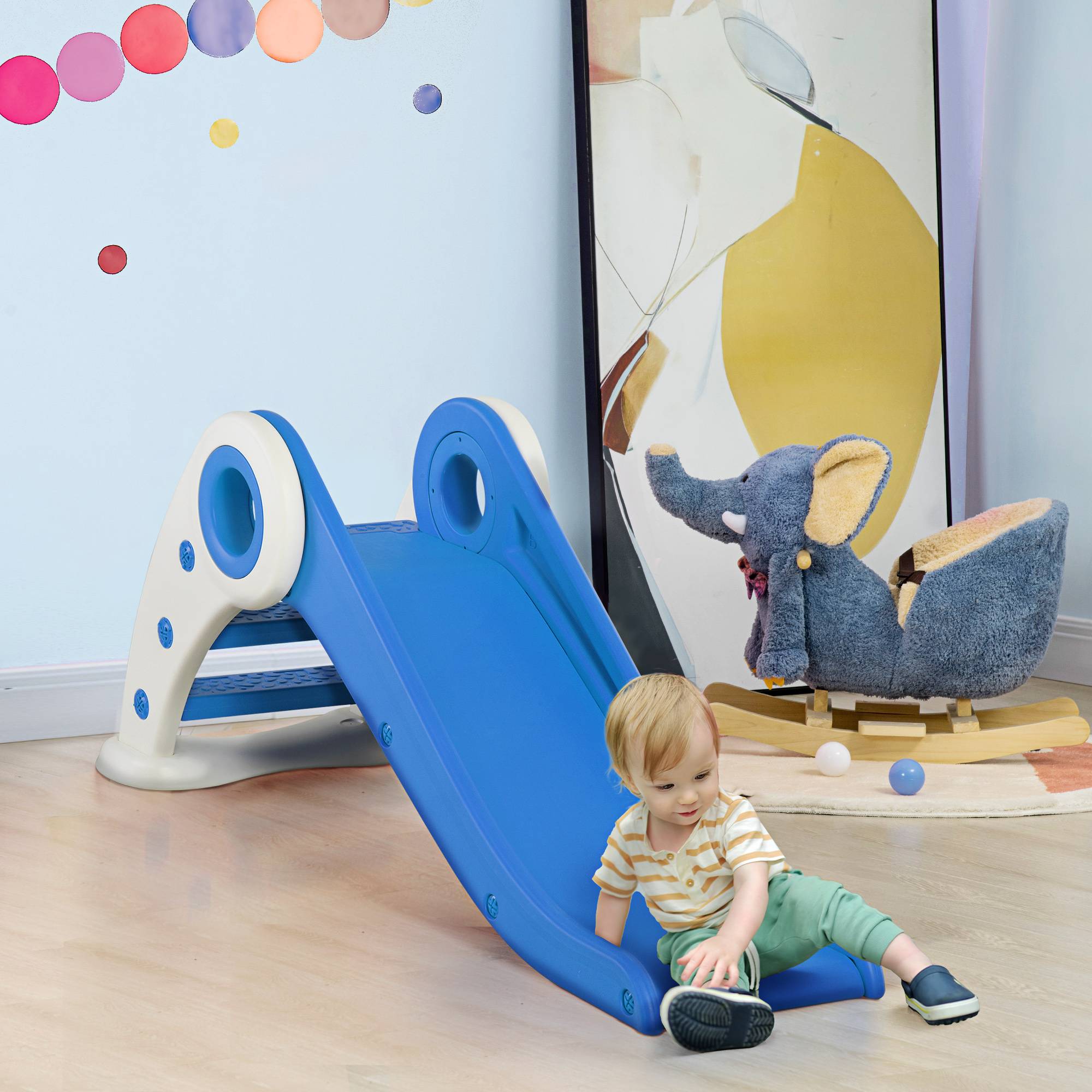 Toboggan Enfant Pliable 3 à 6 Ans Usage intérieur extérieur dim. 120L x 50l x 56H cm HDPE Bleu - Image 3