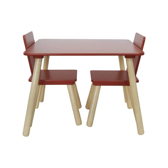 sweeek - Table carrée enfant bois de pin 2 assises terracotta - Judith | sweeek - Image 4