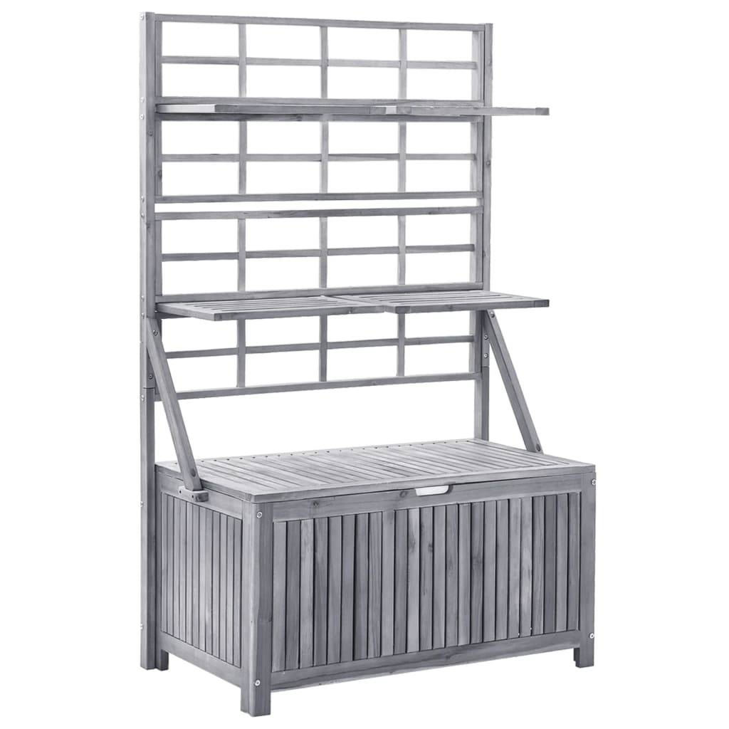 Boîte de rangement avec treillis 99 x 55 x 160cm acacia solide gris - Image 1