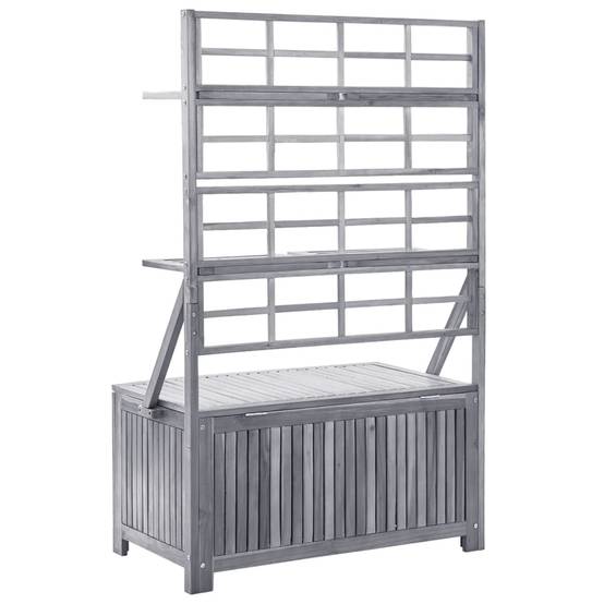 Boîte de rangement avec treillis 99 x 55 x 160cm acacia solide gris - Image 4