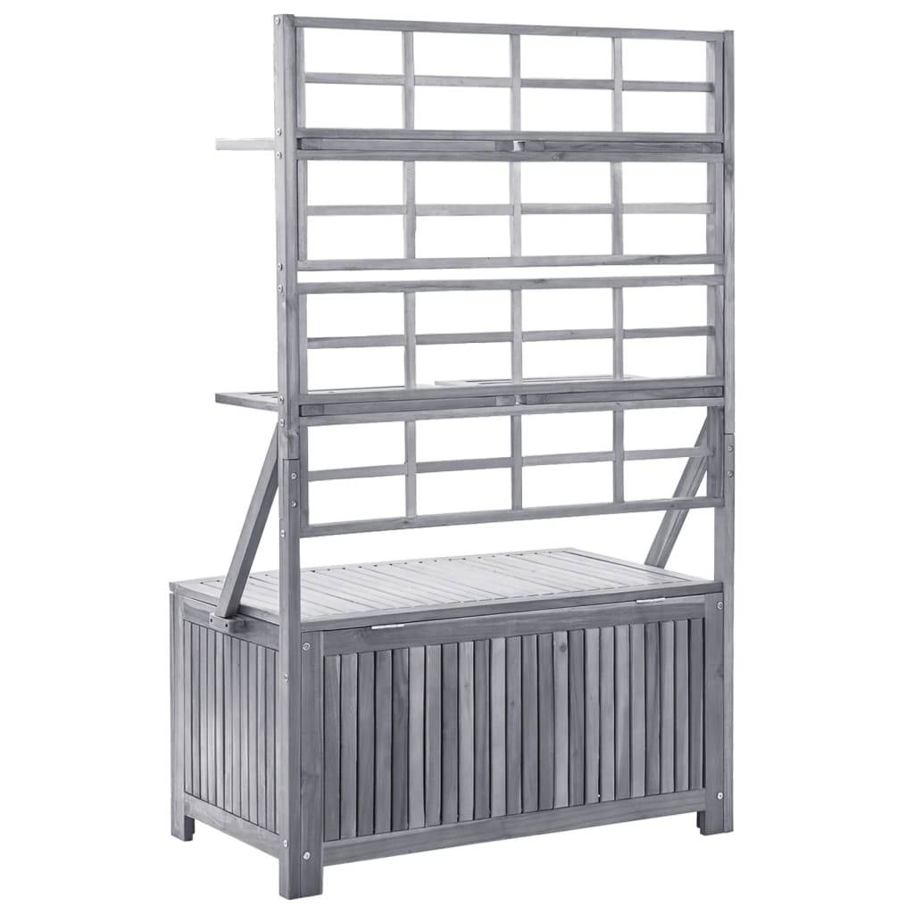 Boîte de rangement avec treillis 99 x 55 x 160cm acacia solide gris - Image 4