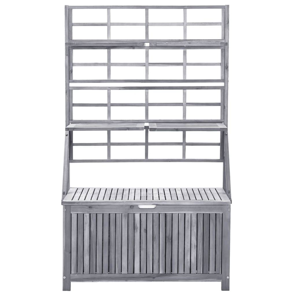 Boîte de rangement avec treillis 99 x 55 x 160cm acacia solide gris - Image 2