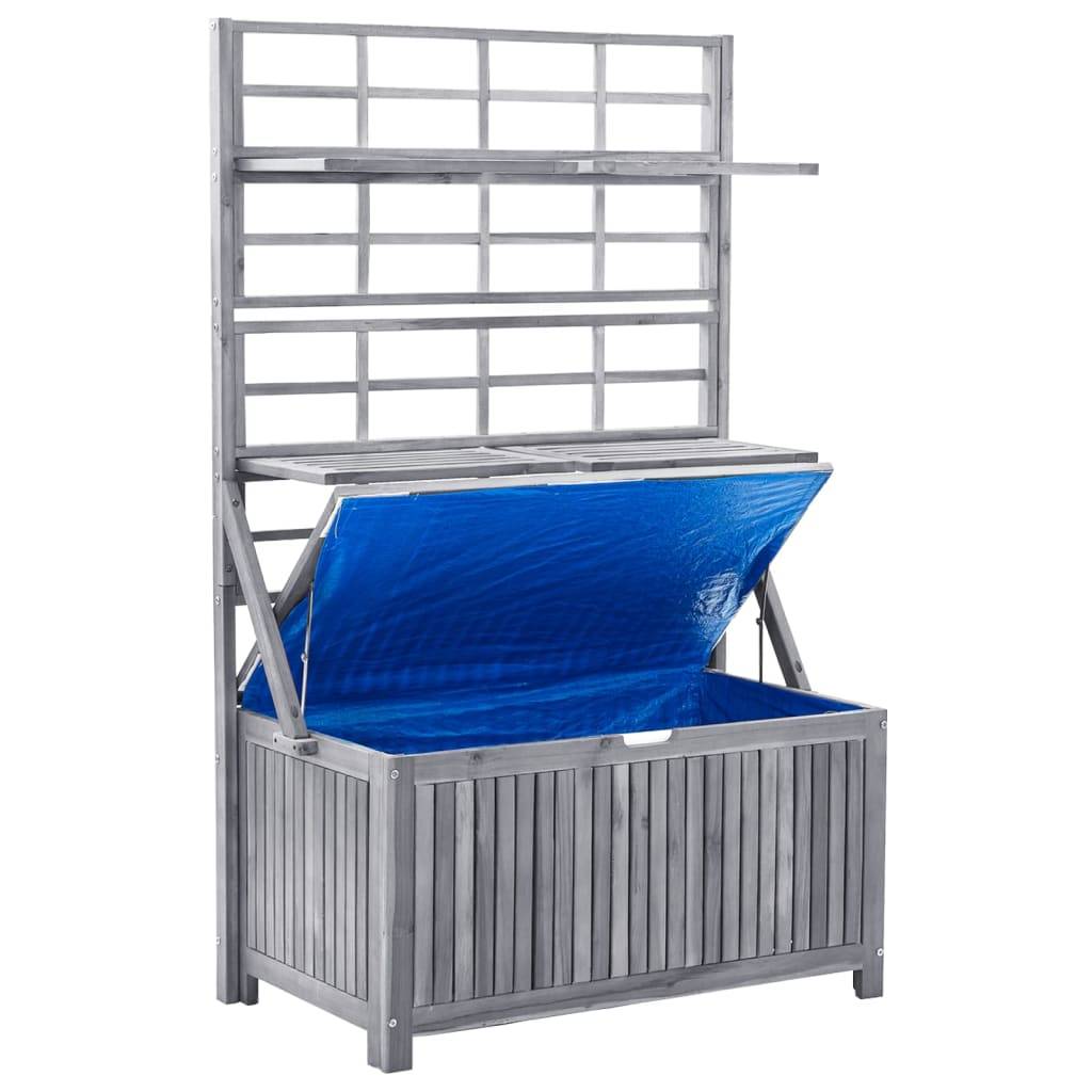 Boîte de rangement avec treillis 99 x 55 x 160cm acacia solide gris - Image 5