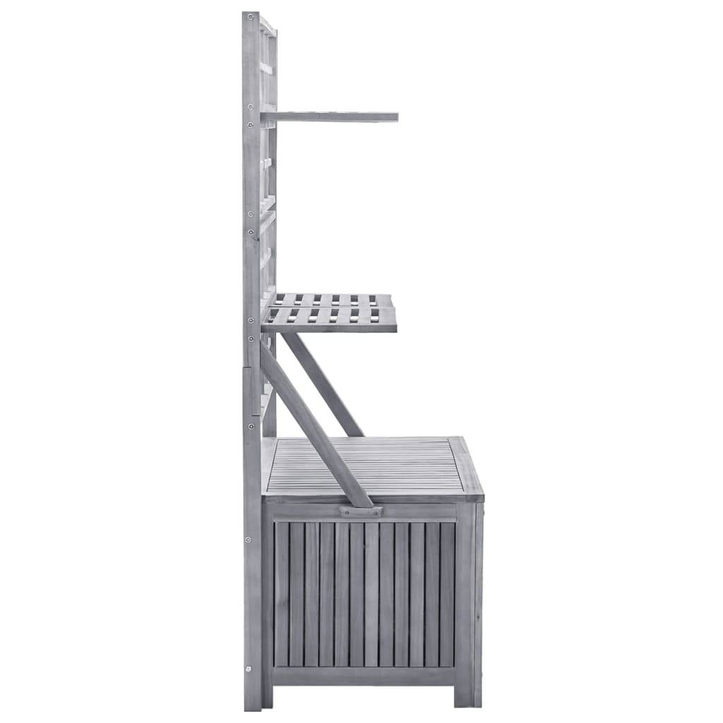 Boîte de rangement avec treillis 99 x 55 x 160cm acacia solide gris - Image 3