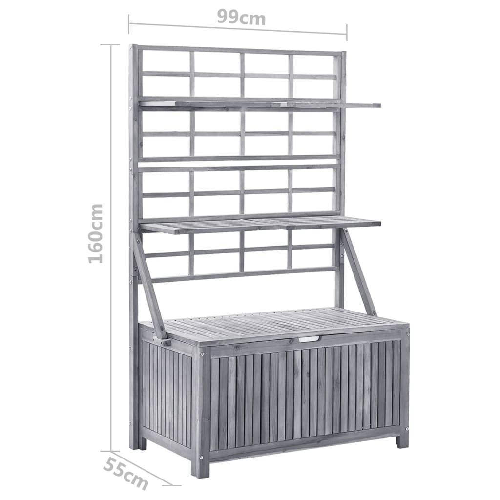 Boîte de rangement avec treillis 99 x 55 x 160cm acacia solide gris - Image 7