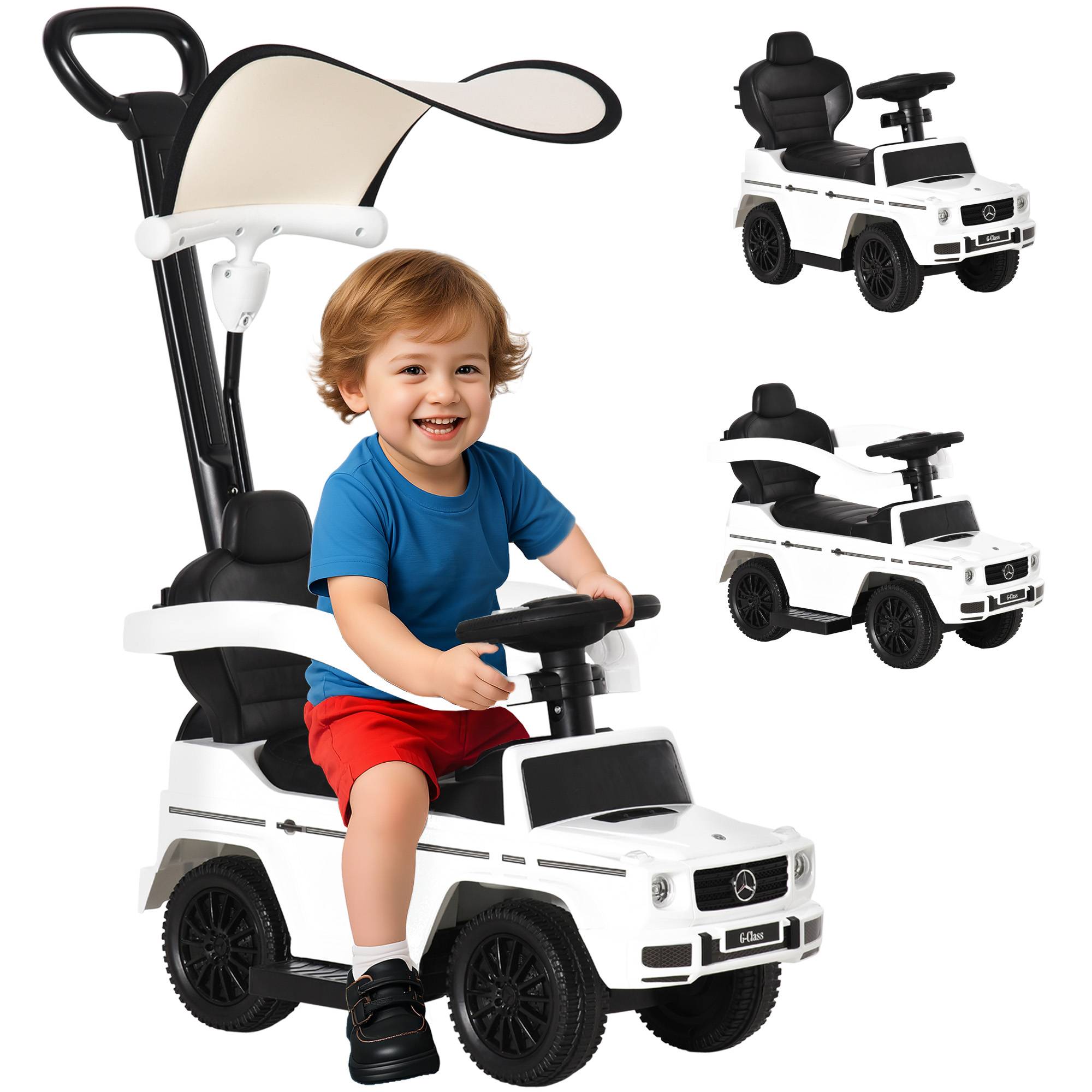 Sans Marque - Voiture électrique Mercedes G350 licence enfants 1-3 ans klaxon toit amovible barre appui 25 kg 85,5x40,5x95 cm blanche - Image 1