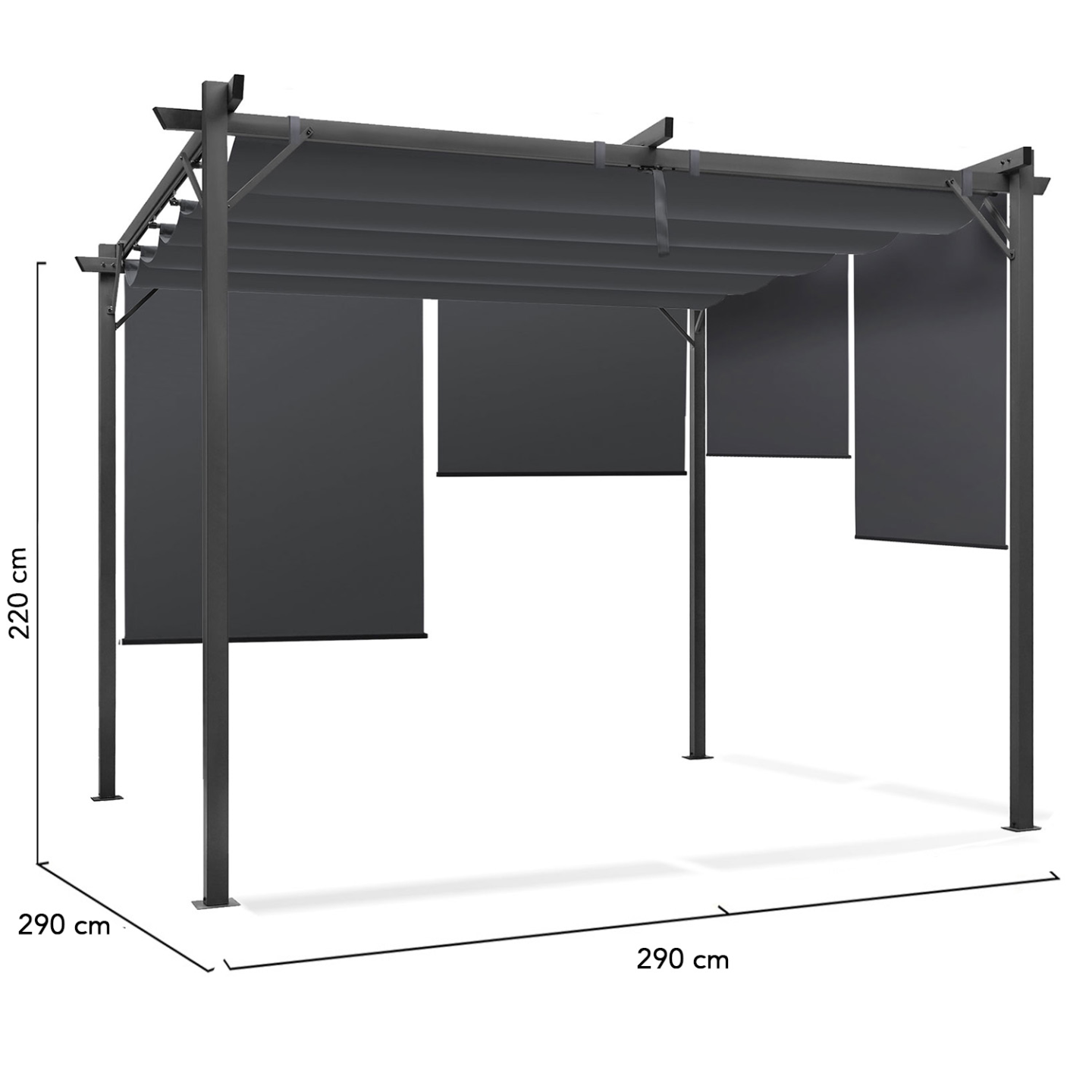 Pergola édition spéciale toit rétractable 3x3 M et 4 stores gris anthracite - Image 6