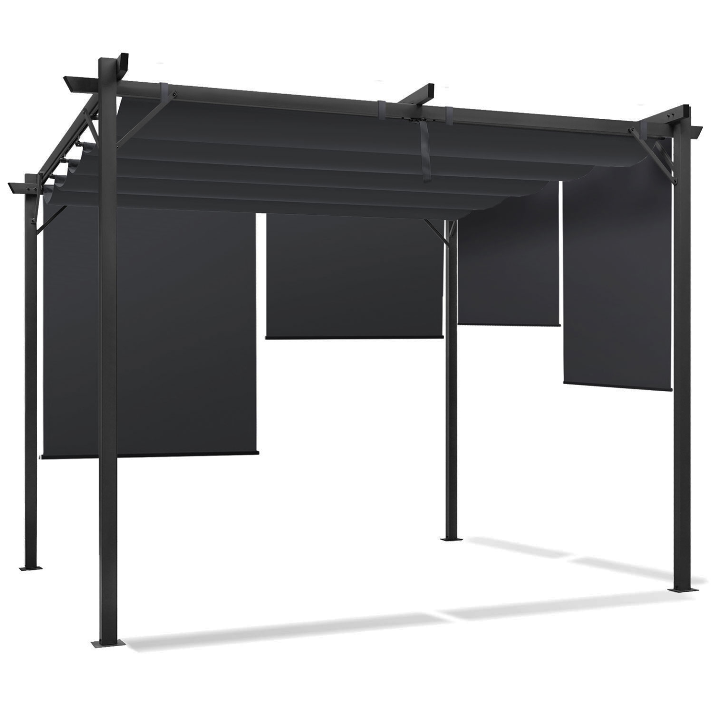 Pergola édition spéciale toit rétractable 3x3 M et 4 stores gris anthracite - Image 2
