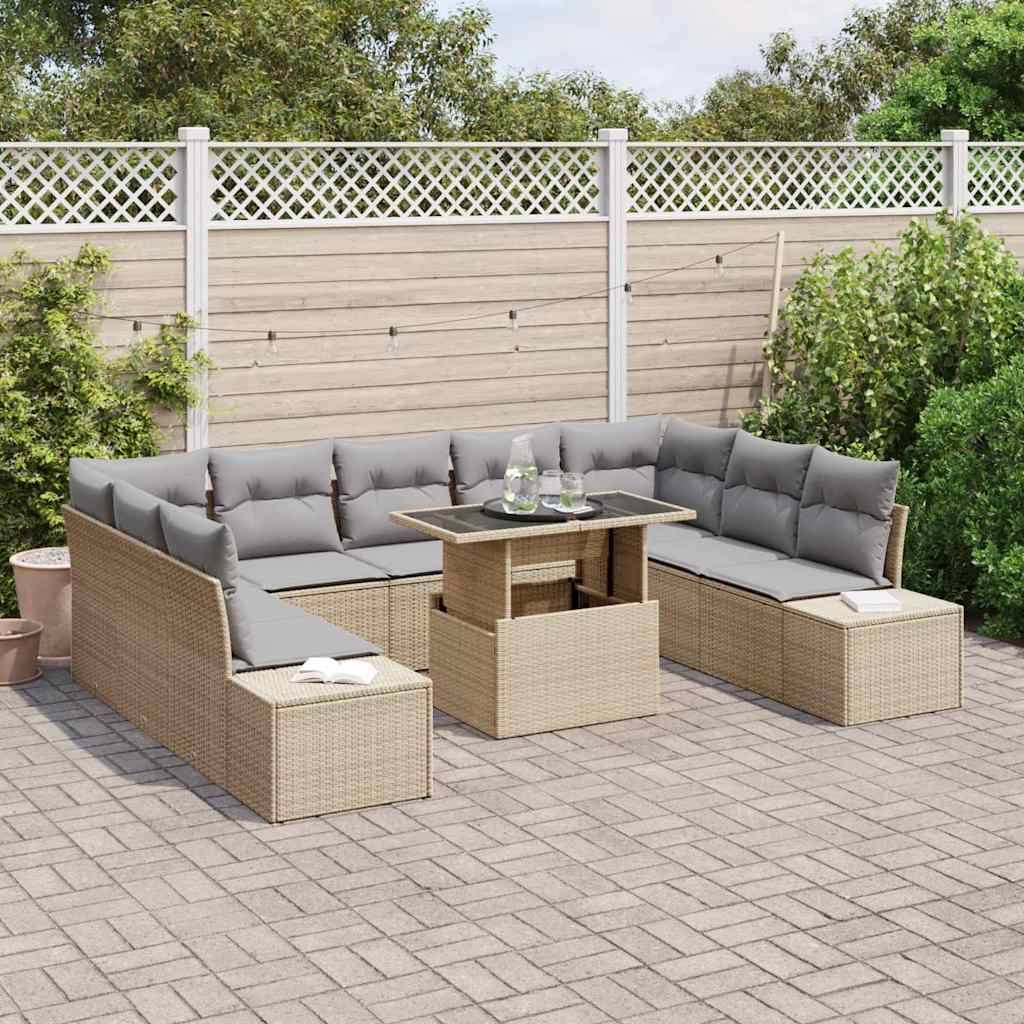 ComfortXL - Canapé Extérieur avec Coffre 10 pcs Polyrotin Beige & Gris Clair Table Ajustable – ComfortXL Outdoor Living - Image 3