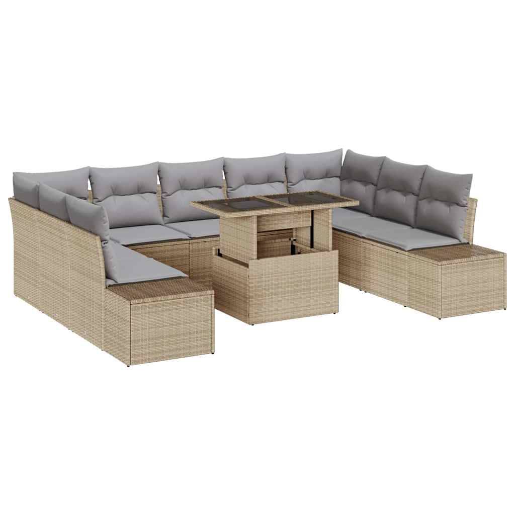 ComfortXL - Canapé Extérieur avec Coffre 10 pcs Polyrotin Beige & Gris Clair Table Ajustable – ComfortXL Outdoor Living - Image 2