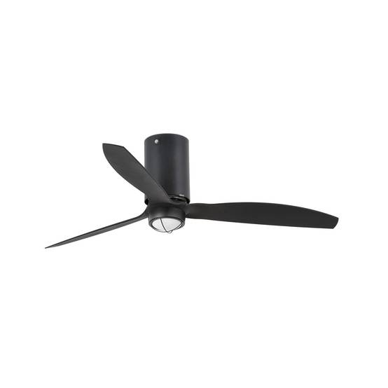 Ventilateur plafond Ø1280 mm noir mat acierverre pales ABS LED 3000 K - Image 2