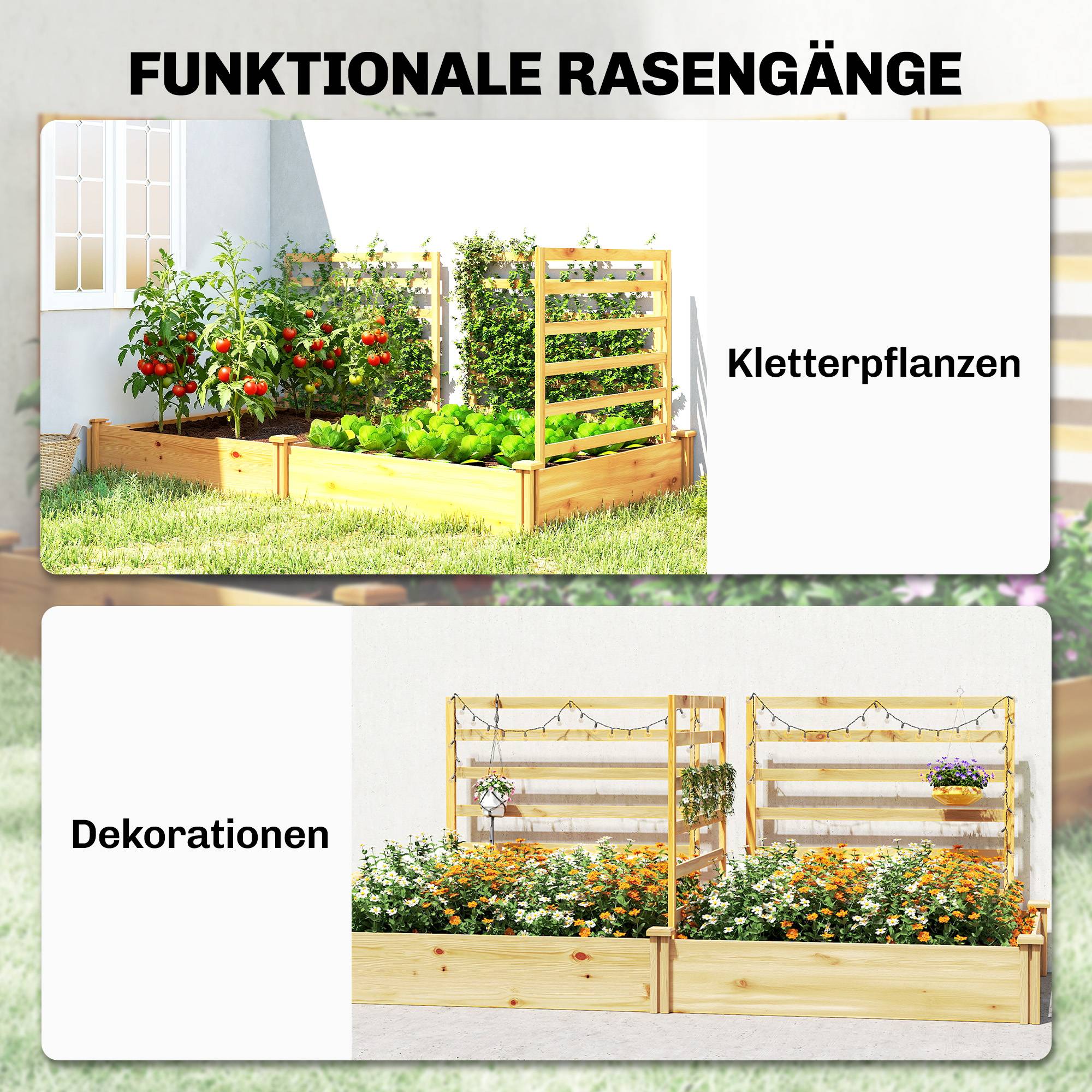Carré potager avec treillis bois massif jardin et terrasse fond ouvert 240x125cm couleur nature - ComfortXL Outdoor Living - Image 7