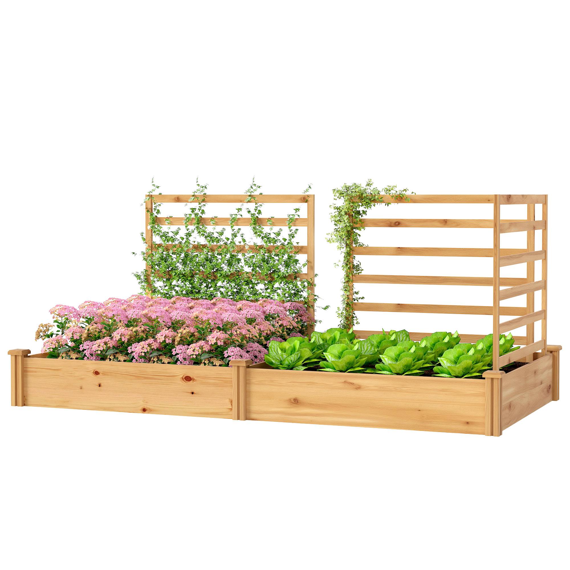 Carré potager avec treillis bois massif jardin et terrasse fond ouvert 240x125cm couleur nature - ComfortXL Outdoor Living - Image 2