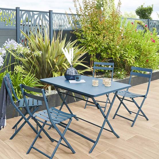Hesperide - Table de jardin pliante rectangulaire "Greensboro" pétrole 4 places en acier traité époxy - Hespéride - Image 1