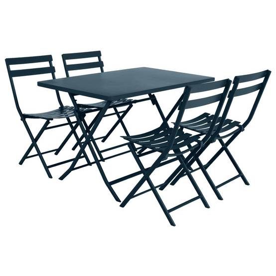 Hesperide - Table de jardin pliante rectangulaire "Greensboro" pétrole 4 places en acier traité époxy - Hespéride - Image 3