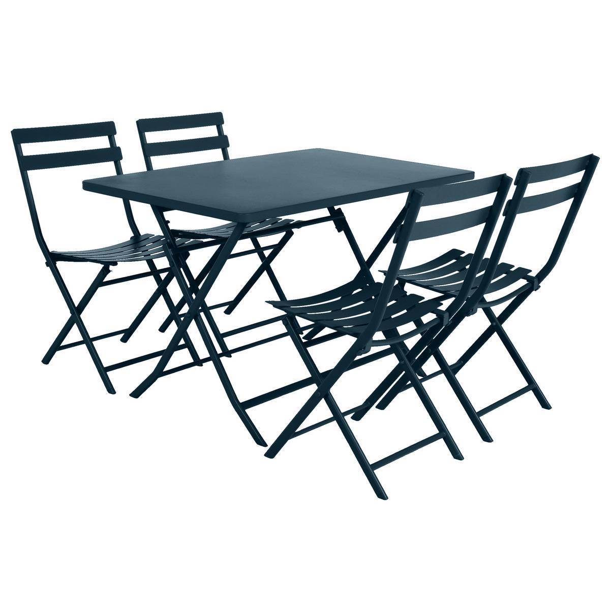 Hesperide - Table de jardin pliante rectangulaire "Greensboro" pétrole 4 places en acier traité époxy - Hespéride - Image 3
