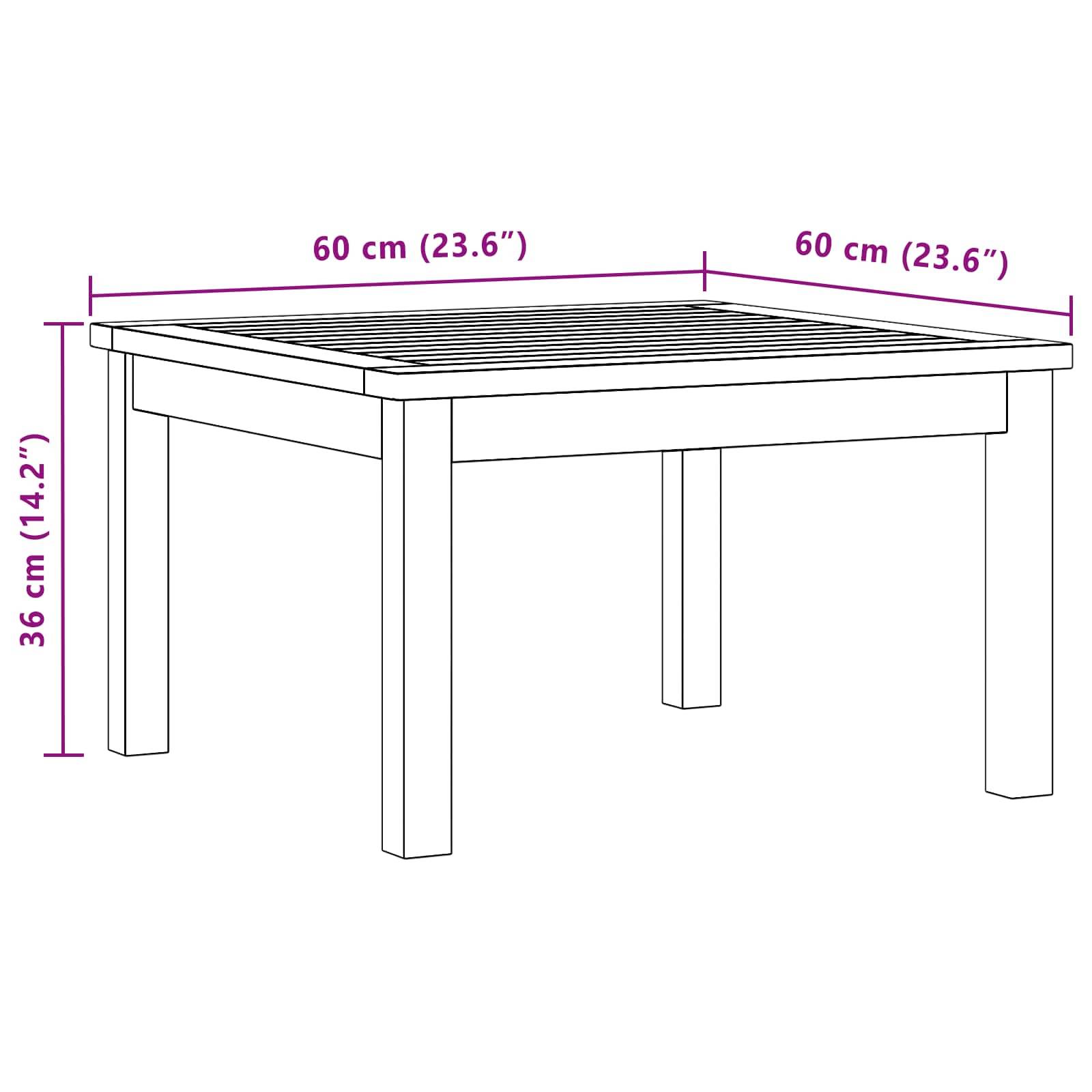 Table basse Bois d'Acacia Massif Acacia clair 60 x 60 x 36 cm - PANGIVO - Image 7
