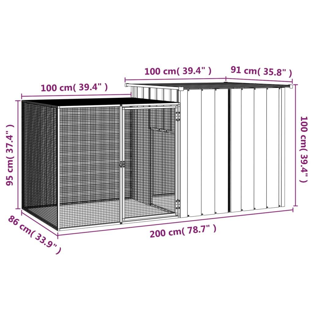 Maison Chic - Cage pour poules - Cage extérieur/intérieur Gris 200x91x100 cm Acier galvanisé - Image 6