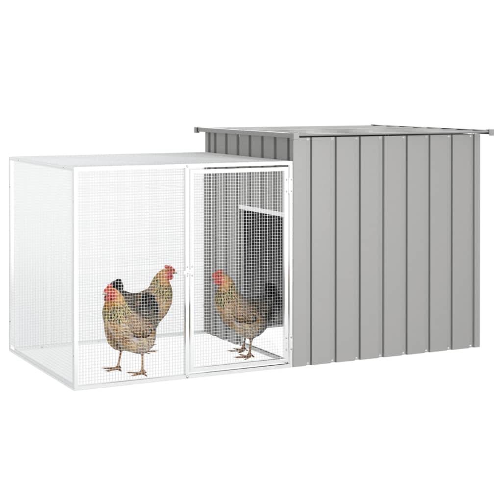 Maison Chic - Cage pour poules - Cage extérieur/intérieur Gris 200x91x100 cm Acier galvanisé - Image 1