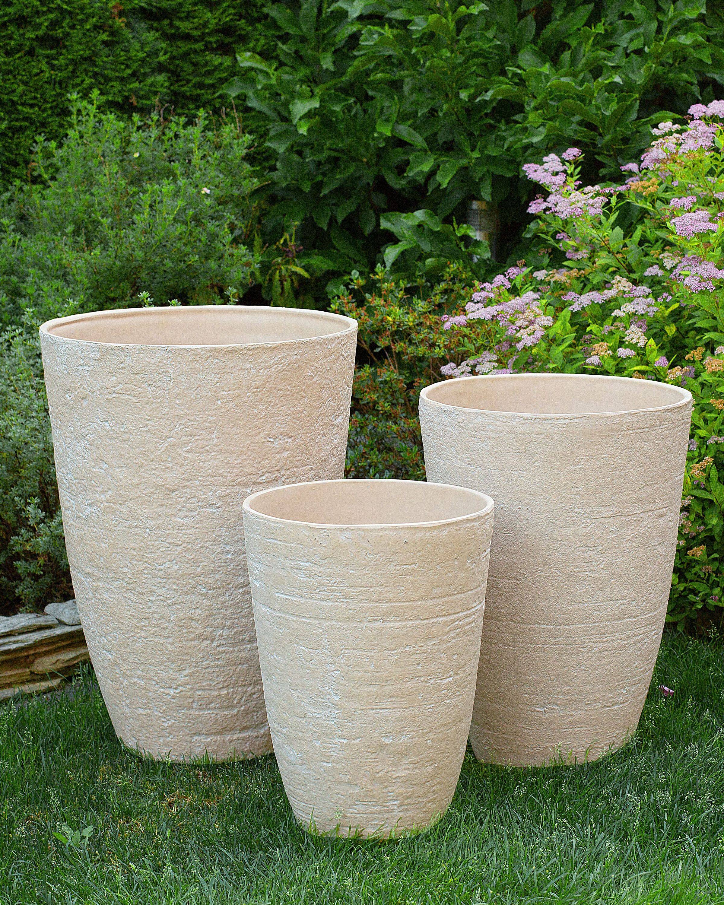 Beliani - Cache-pot d'extérieur Fibre d'argile Beige CAMIA - Beliani - Image 1